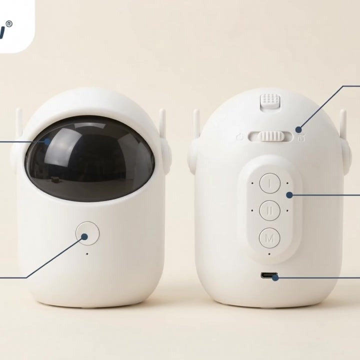 Feature callouts on the automatic laser cat toy