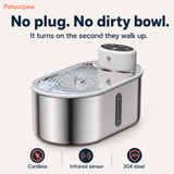 Stainless steel infrared pet water fountain, cordless 3 L