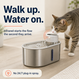 Infrared sensor starting the fountain when a pet walks up